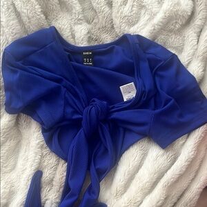SHEIN Women's Blue Tie-Front Top